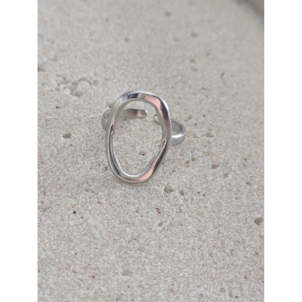 Modernist Silver Tone Ring Size 6.5 Abstract Open Work Minimalist Dainty